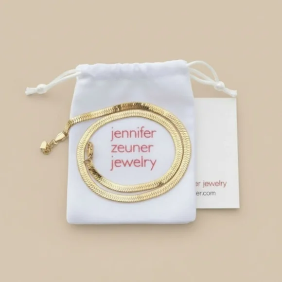 Jennifer Zeuner Gold Herringbone Necklace 16” | Dainty | NWT - Picture 3 of 15